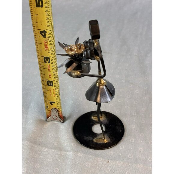 Steampunk Metal Bolt Nut Flower Lady Figurine Industrial Estate Art Handmade - Picture 4 of 6